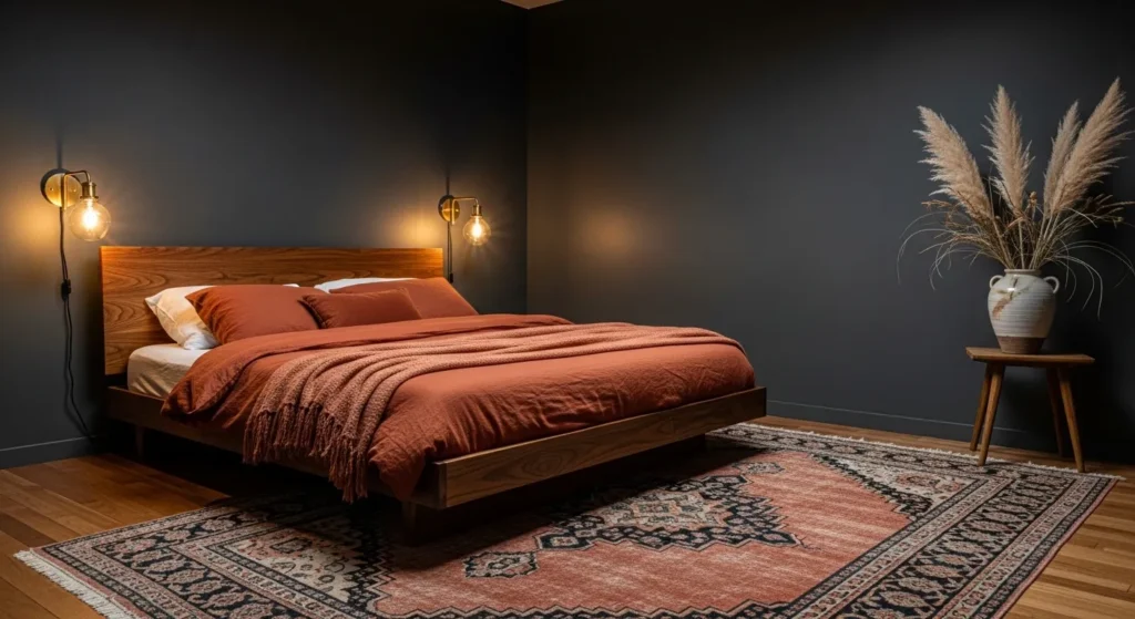 Charcoal Walls with Terracotta Accents