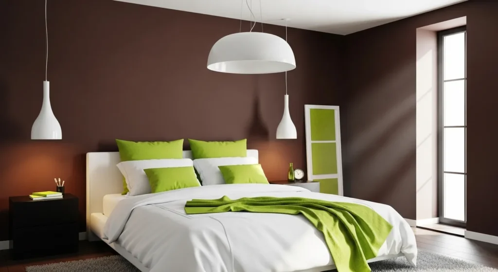 Chocolate Brown Walls with Lime Accents