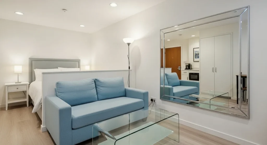 Compact Studio Living with Light Blue