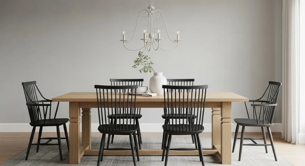 Contrasting Black Windsor Chairs