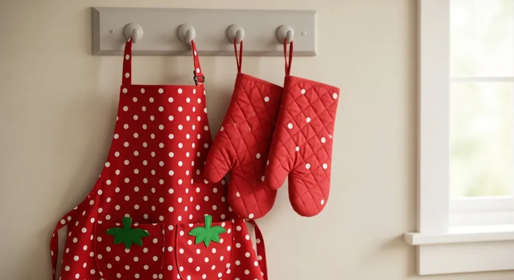 Coordinated Strawberry Apron and Oven Mitts