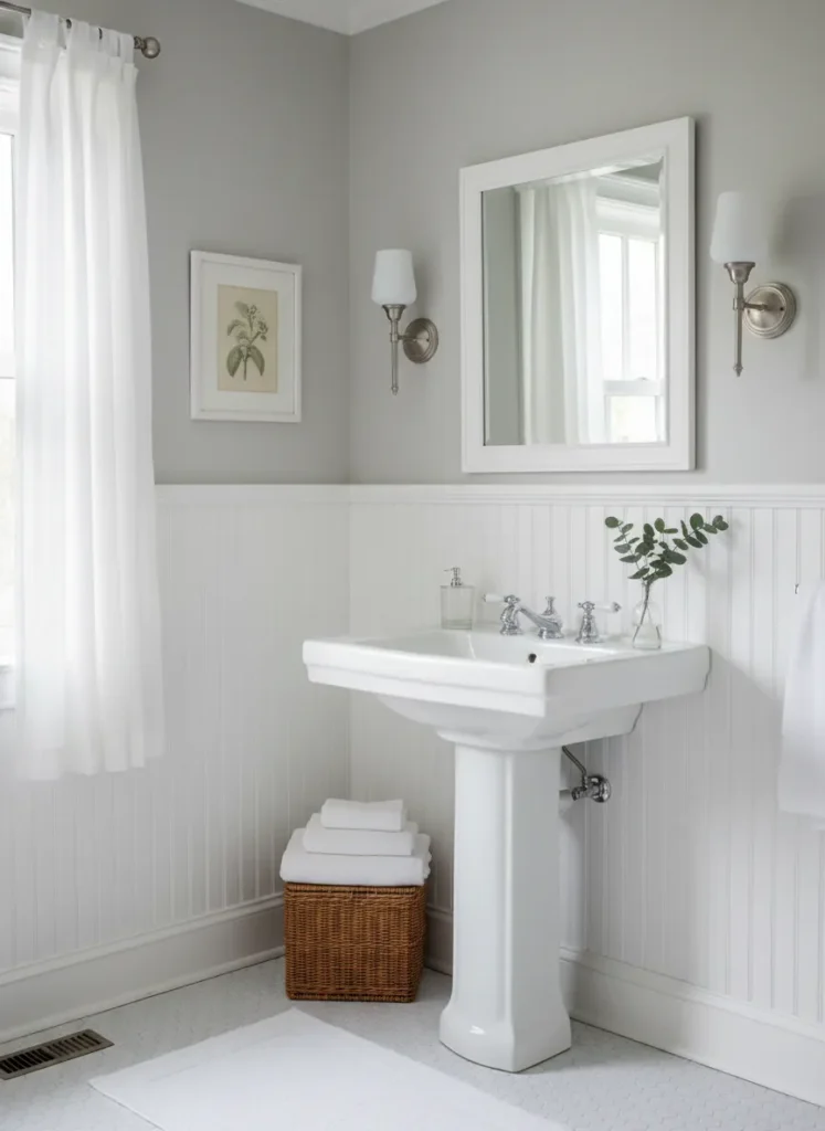 Crisp White Wainscoting