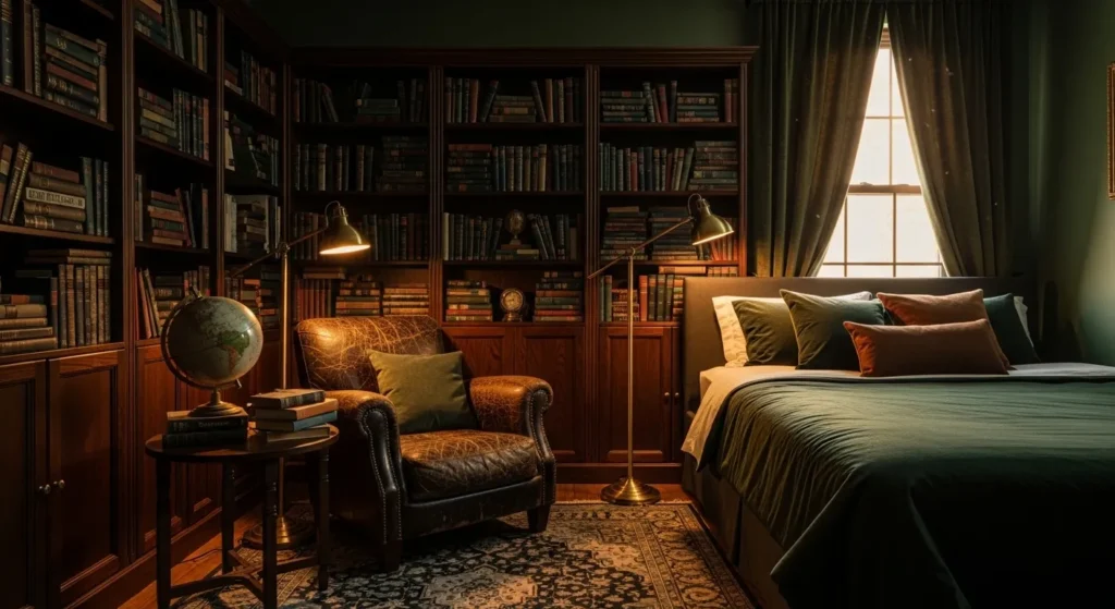 Dark Academia with Bookshelves