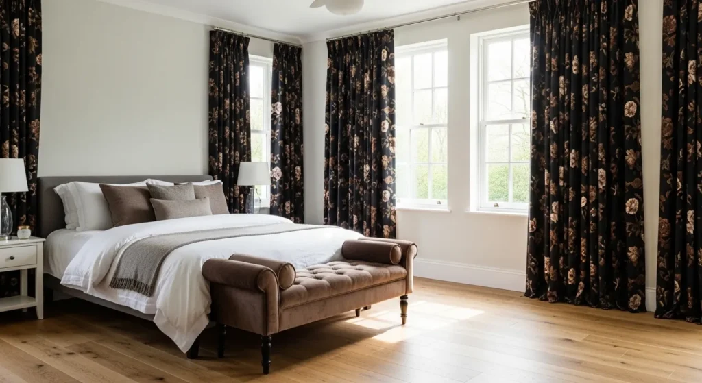 Dark Floral Curtains