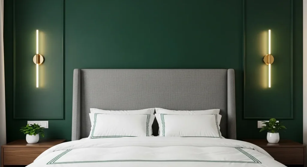 Dark Forest Green with Gold Sconces