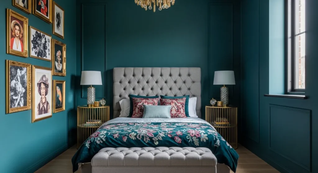 Dark Teal with Gold Accents