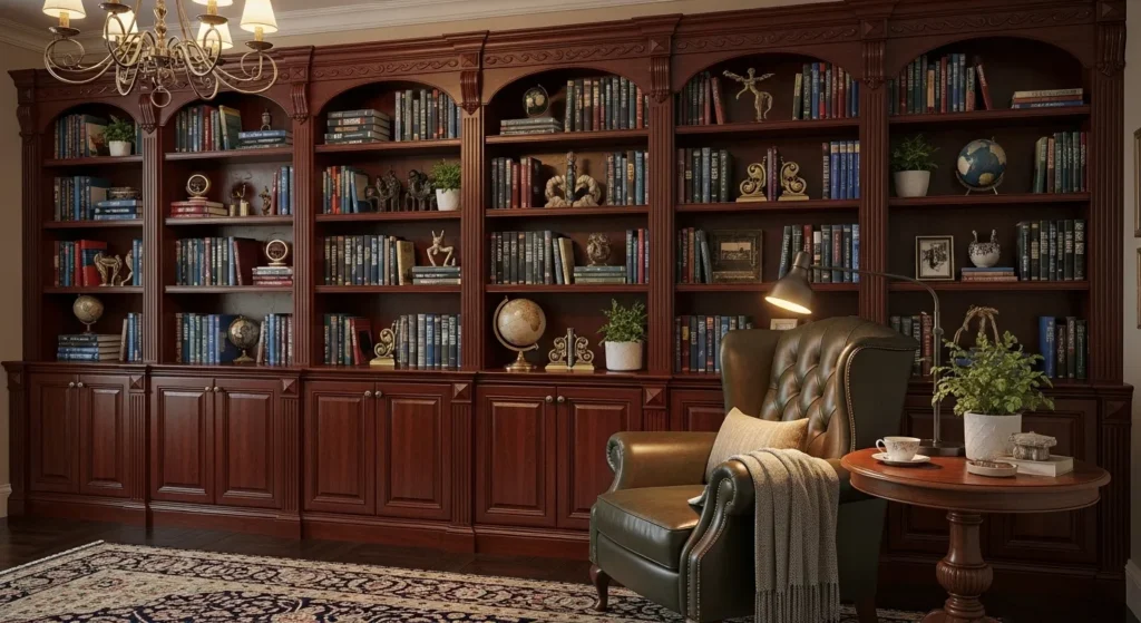 Dark Wood Built-in Shelving