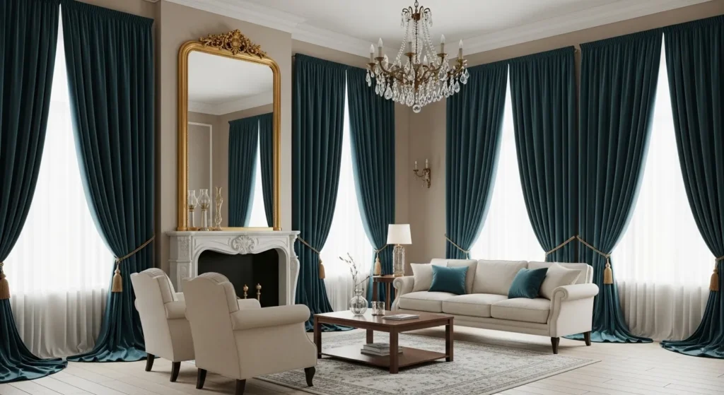 Dramatic Teal Curtains