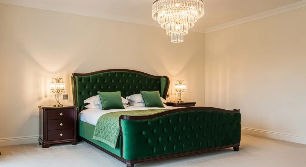 Emerald Velvet and Dark Chocolate Wood