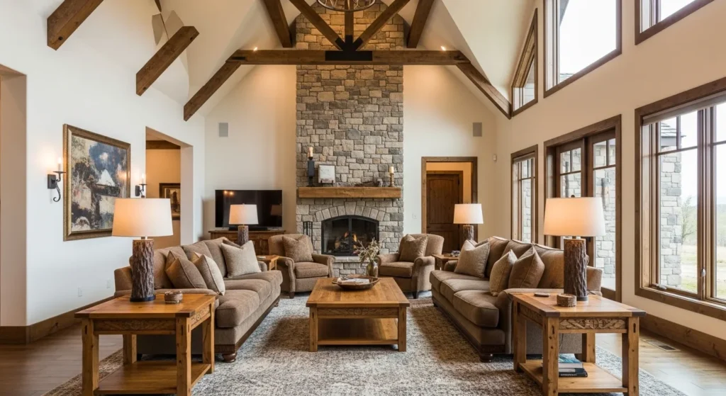 Exposed Wood Beams and Earth Tones