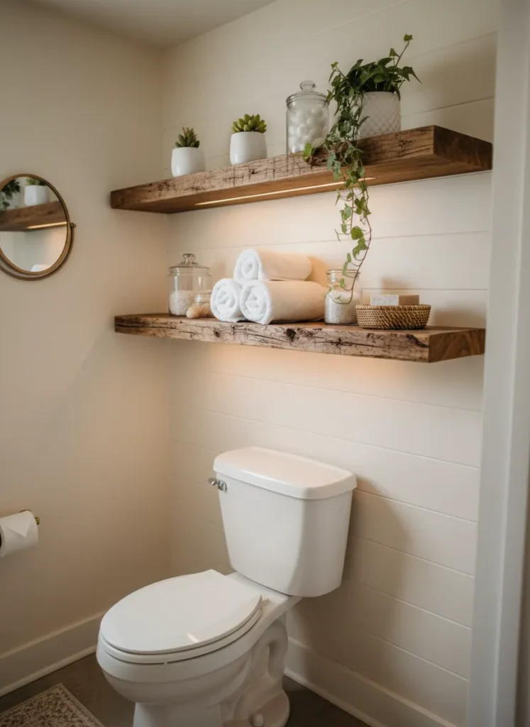 Exposed Wooden Shelving
