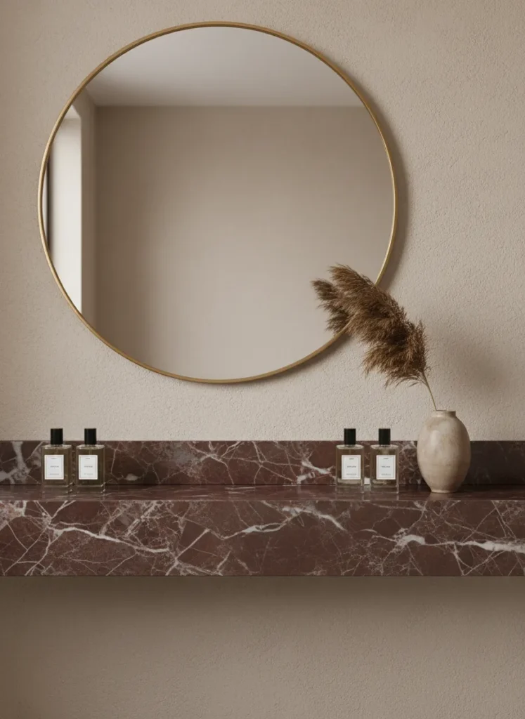 Floating Red Marble Shelf