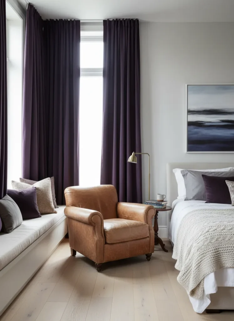 Floor Length Eggplant Curtains