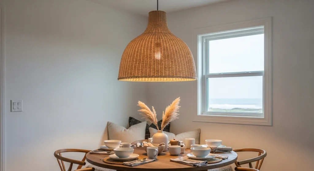 Install Oversized Rattan Pendant Lights