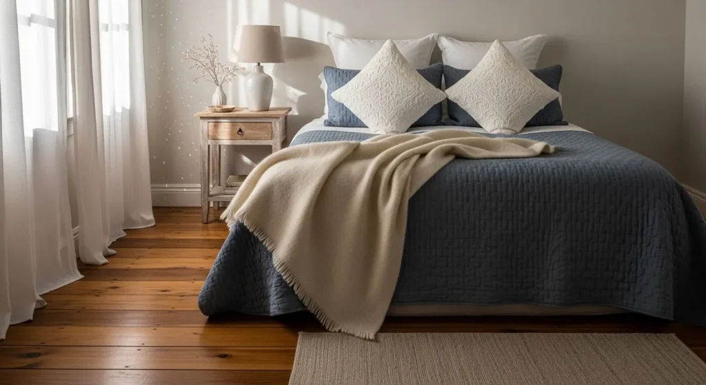 Layered Dusty Blue Bedding