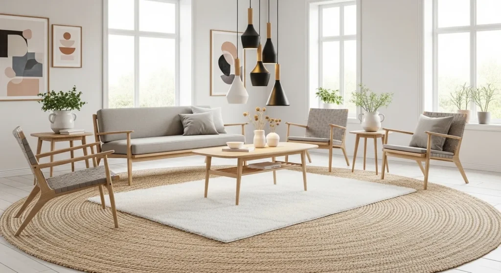 Layered Jute and Wool Rugs