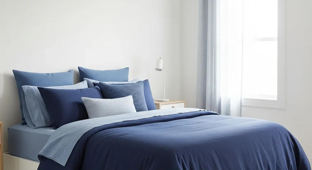 Layered Navy Bedding