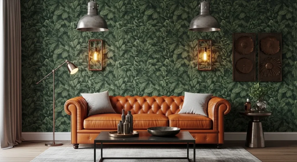 Leather and Leaf Print