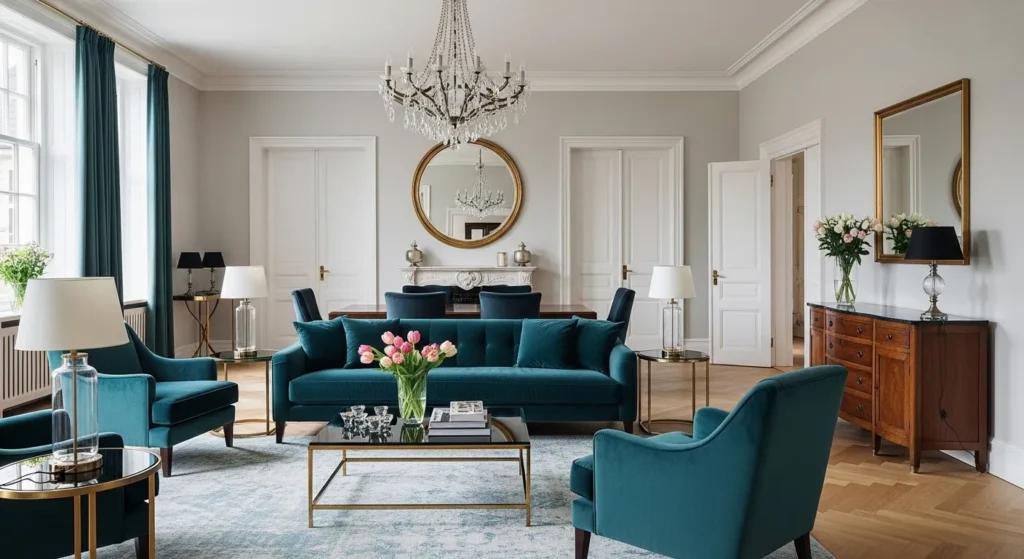 Luxurious Teal Velvet Seating