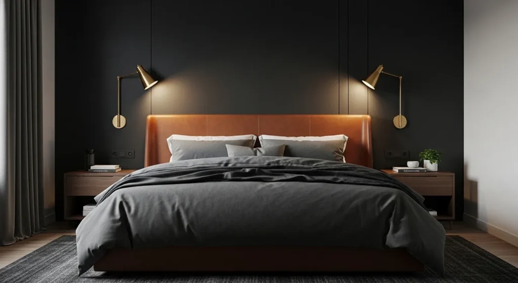 Matte Black Walls with Leather Accents