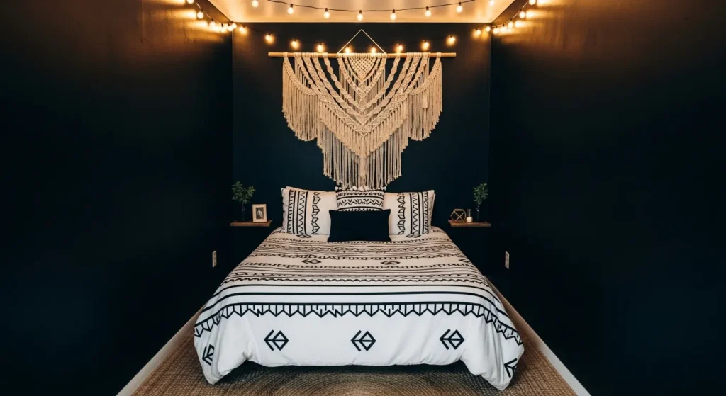 Matte Black with Macramé Art