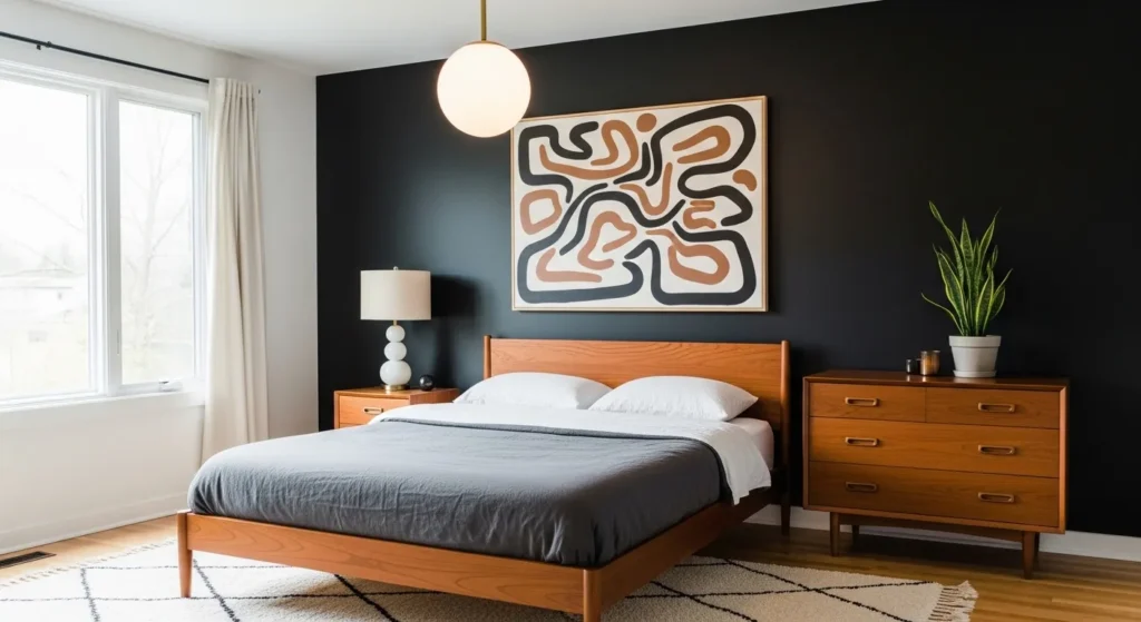 Mid-Century Modern Teak and Black