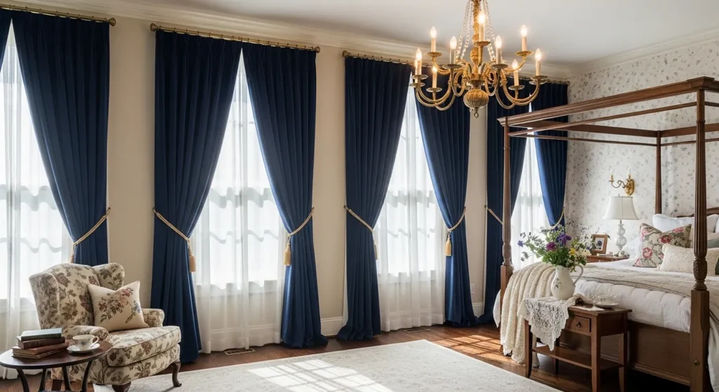 Midnight Blue Velvet Drapes