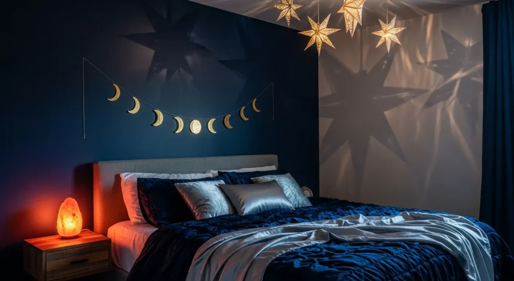 Midnight Blue with Moon Phase Decor