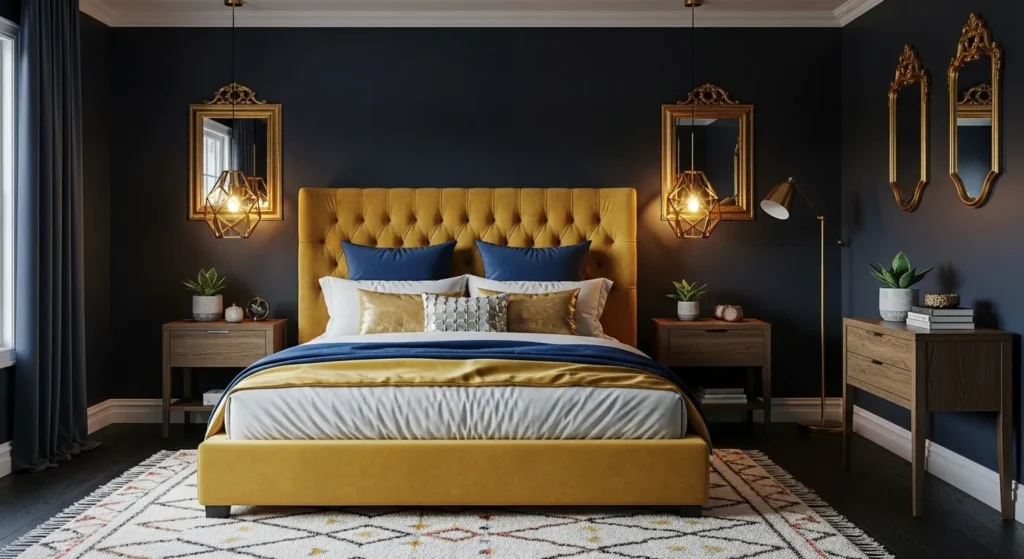 Navy Blue Sanctuary with Mustard Velvet
