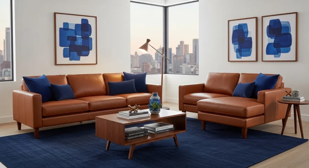 Navy Blue and Brown Contrast