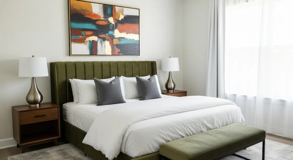 Olive Green Velvet Bed Frame