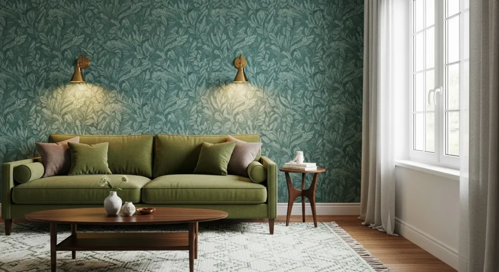 Patterned Teal Wallpaper