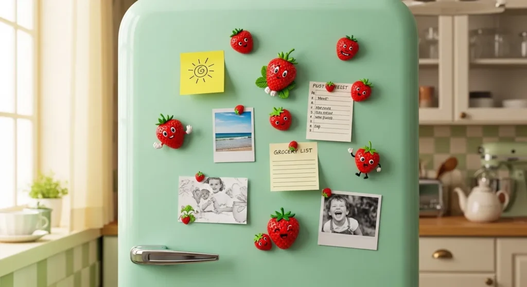 Playful Strawberry Fridge Magnets