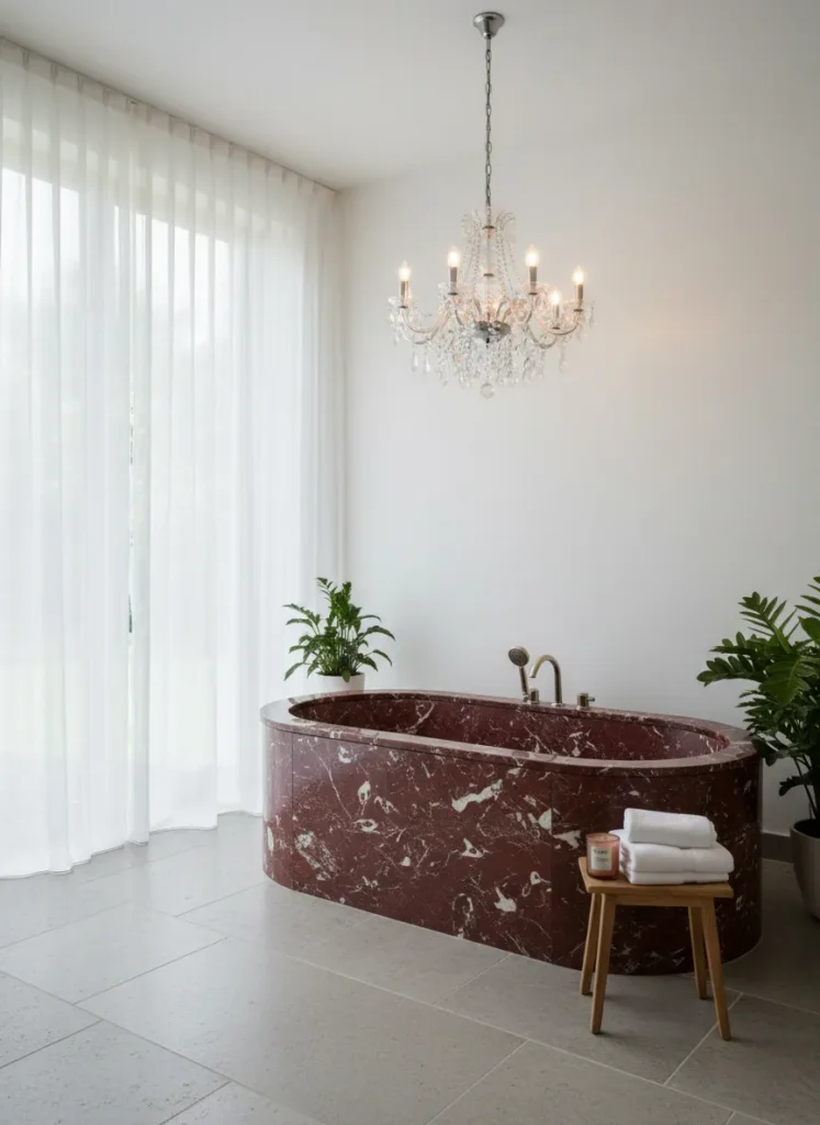 Red Marble Bathtub Surround