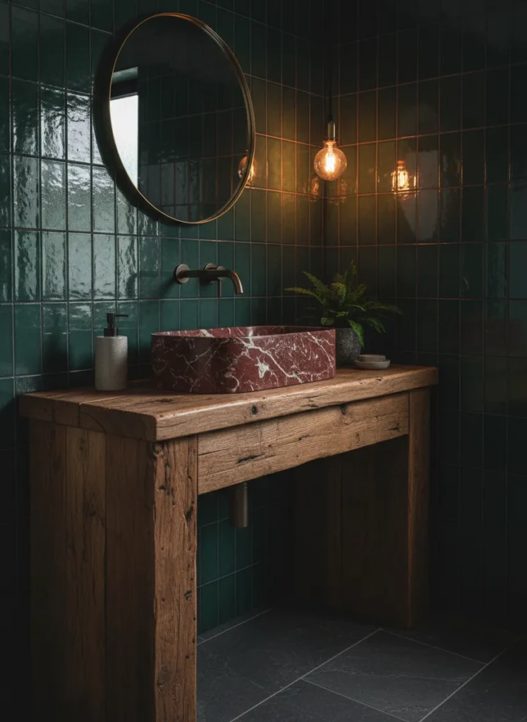 Red Marble Vessel Sink