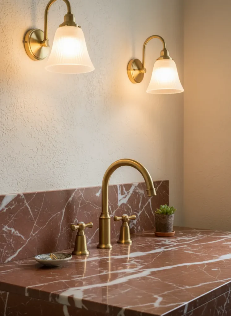 Red Marble and Brass Accents