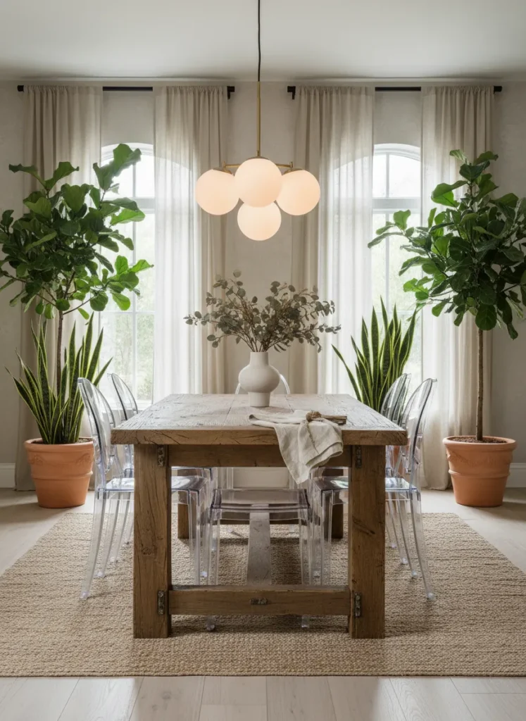 Rustic Table with Ghost Chairs
