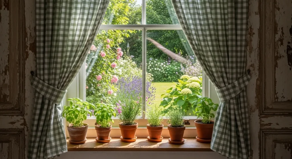 Sage Green Gingham Curtains