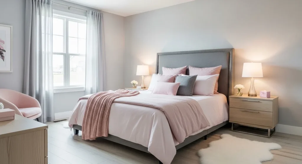 Soft Blush and Gray Combination