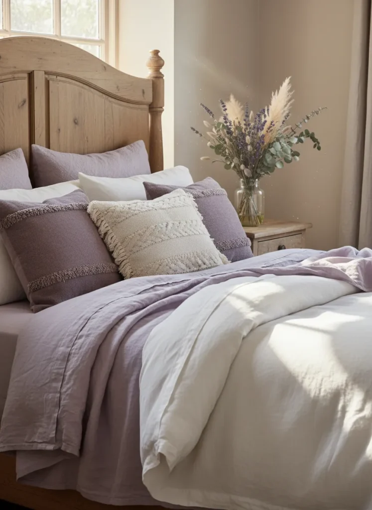 Soft Lavender Bedding Layers