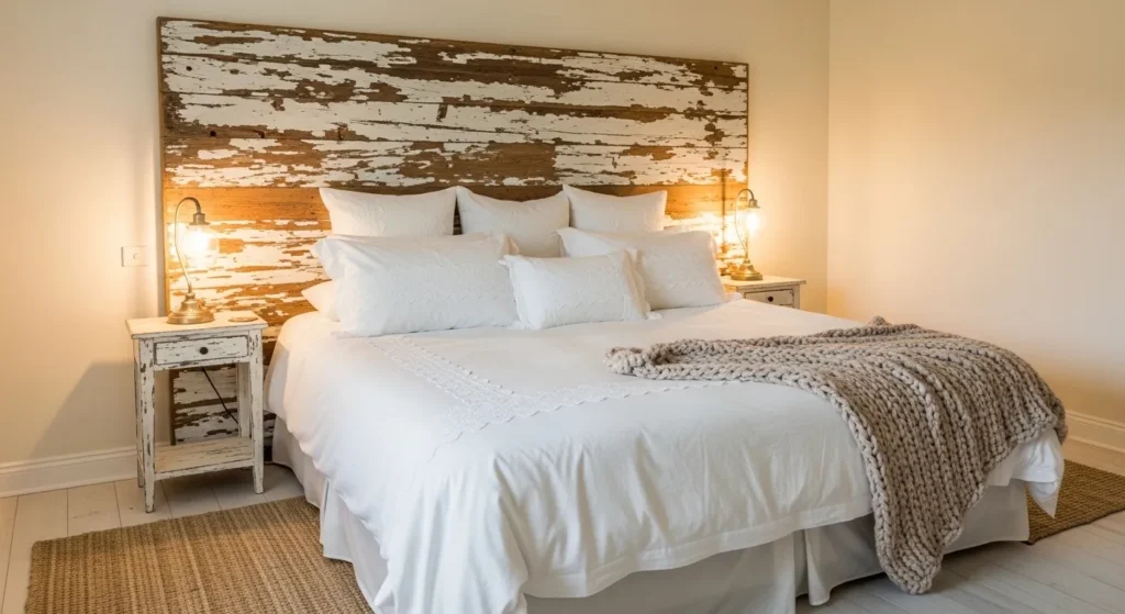 The Charm of a Distressed Wood Headboard
