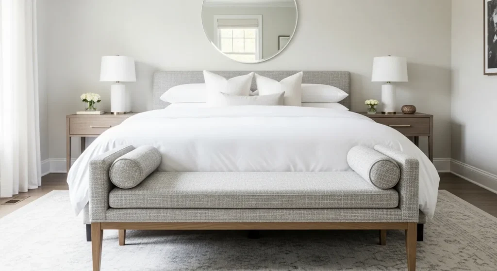 Upholstered Bench at the Foot of the Bed