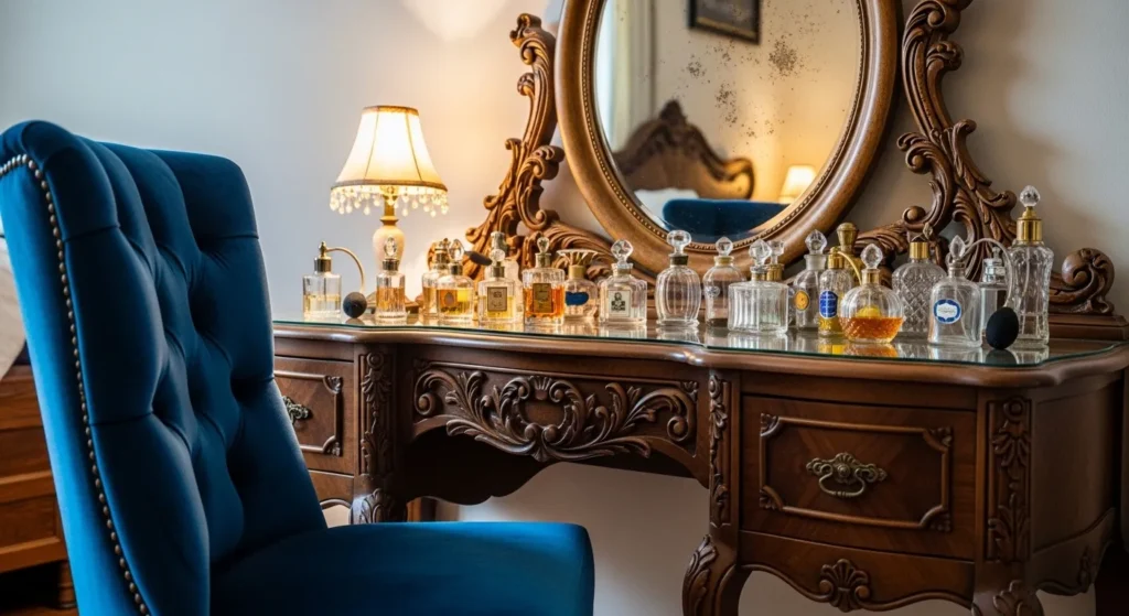 Velvet Blue Vanity Chair