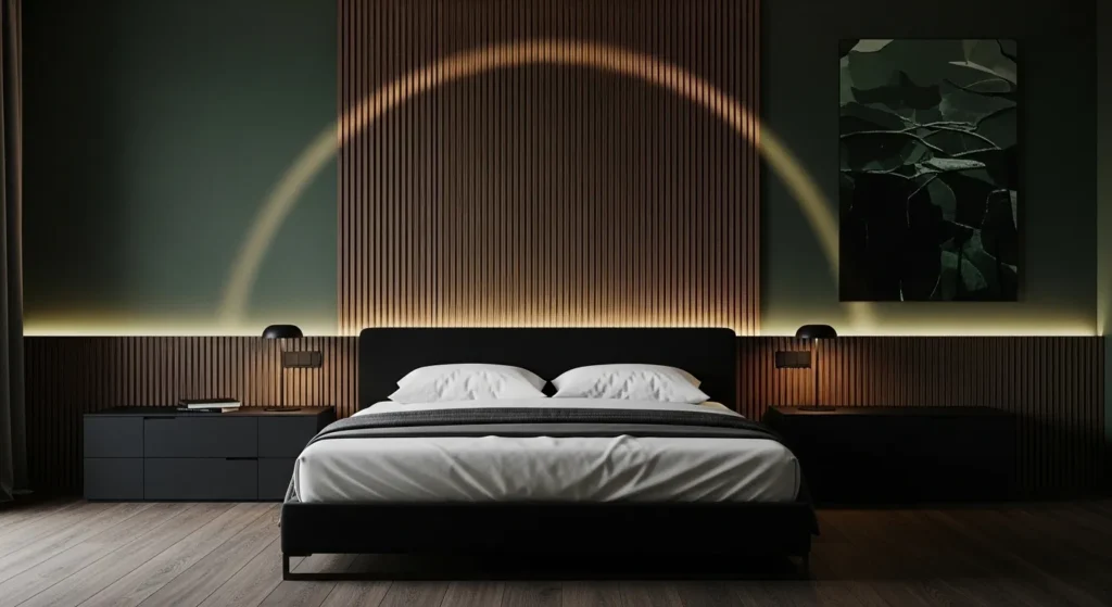 Vertical Slat Wood on Green