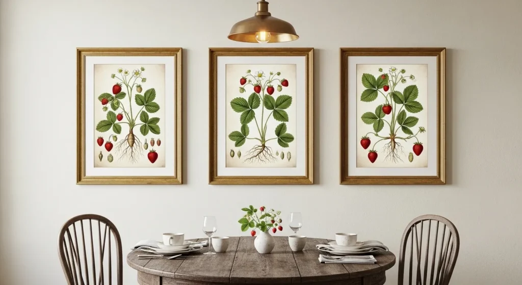 Vintage Botanical Strawberry Prints