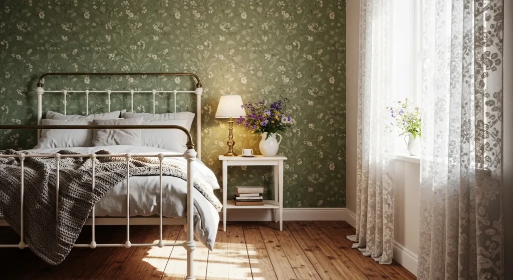 Vintage Floral Wallpaper Feature Wall