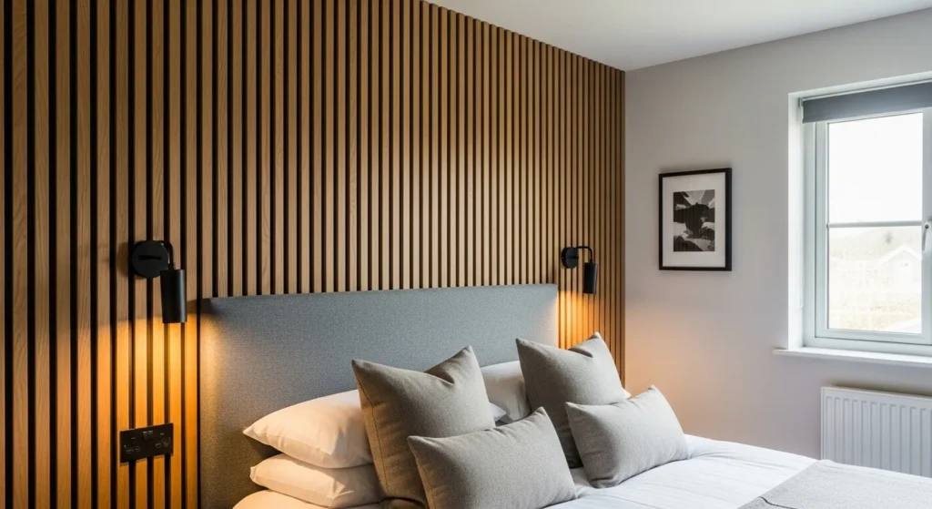 Warm Wood Paneling Accent Wall
