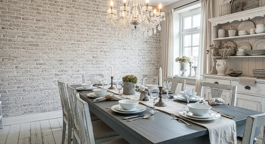 Whitewashed Brick Features