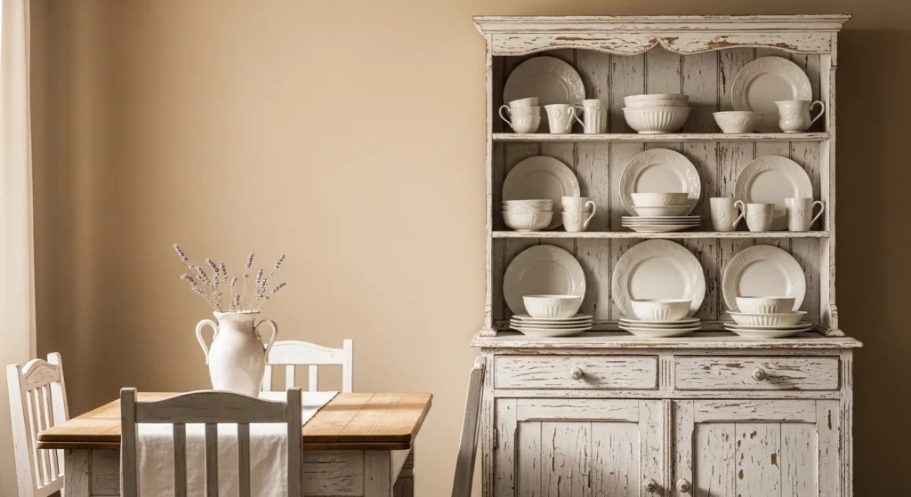 Whitewashed Buffet and Hutch