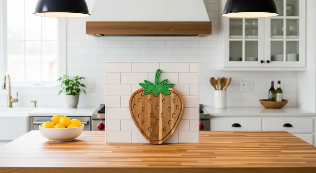 Wooden Strawberry Shaped Cutting Board